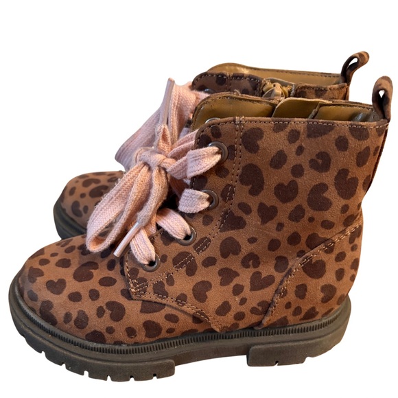 Amaya Leopard Print Zipper Combat Boots Cat & Jack Size 9 Toddler Girls - Picture 2 of 5